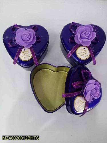 3 purple heart shape gift box