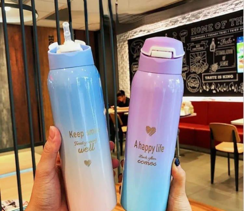 Thermos Gradient Water Bottle Temperature Display Vacuum Flasks 