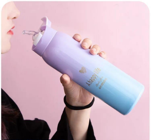 Thermos Gradient Water Bottle Temperature Display Vacuum Flasks 
