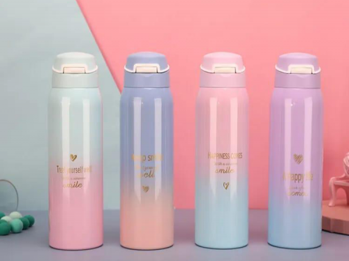 Thermos Gradient Water Bottle Temperature Display Vacuum Flasks 