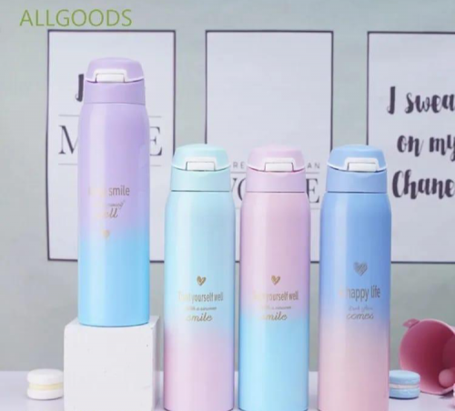 Thermos Gradient Water Bottle Temperature Display Vacuum Flasks 