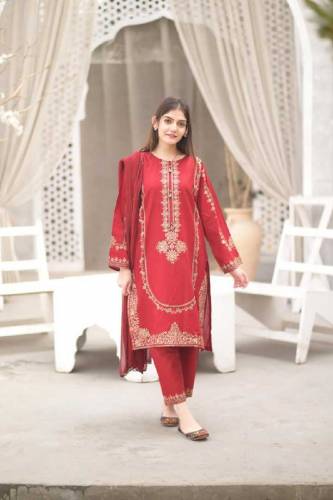 Three piece complete stitched dress