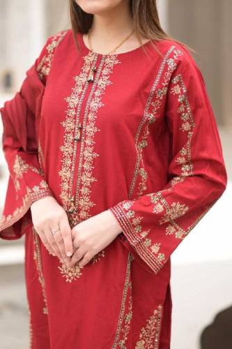 Three piece complete stitched dress