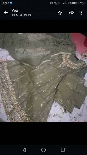 olive green wear beautiful dress (Kaam wala)