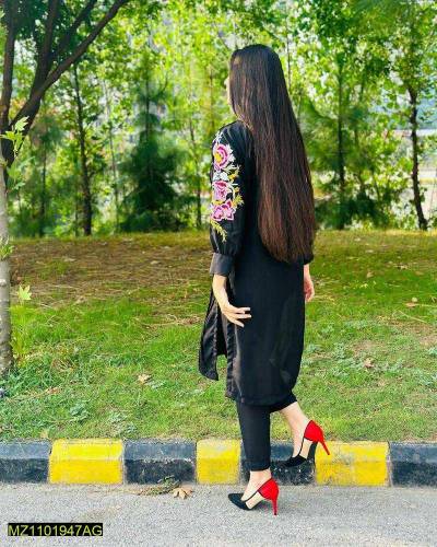 2 Pcs women's stitched Arabic lawn embroidered suit 