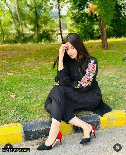 2 Pcs women's stitched Arabic lawn embroidered suit 
