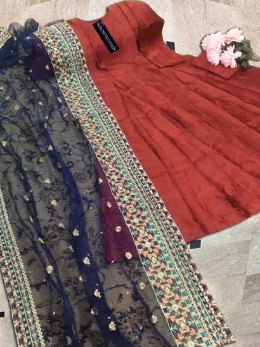 women 3piece maxi stone embroidery duppata