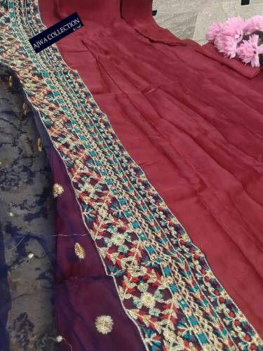 women 3piece maxi stone embroidery duppata