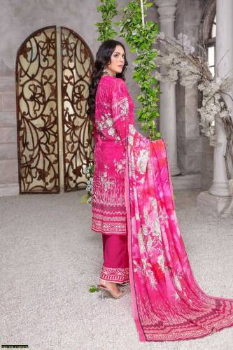 2 Pcs Women's unstitched Lawn Printed suit 