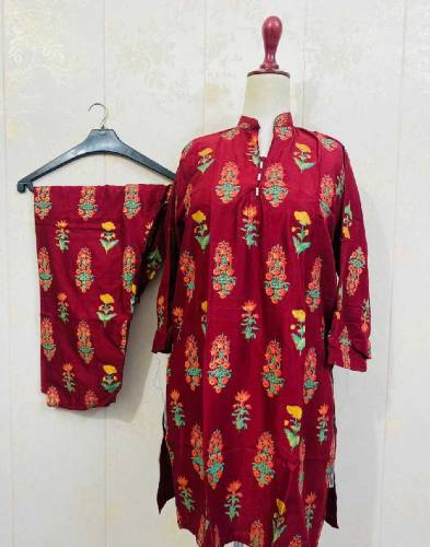 Ladies Fabric Linen Printed Suit (2pcs)