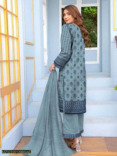 3 pcs women unstitched Lawn Embroidered suit
