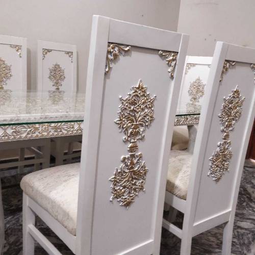 Dining table with 6 chairs 8mm glass 