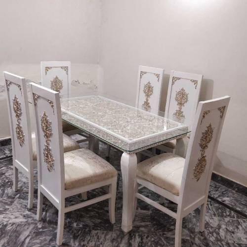 Dining table with 6 chairs 8mm glass 