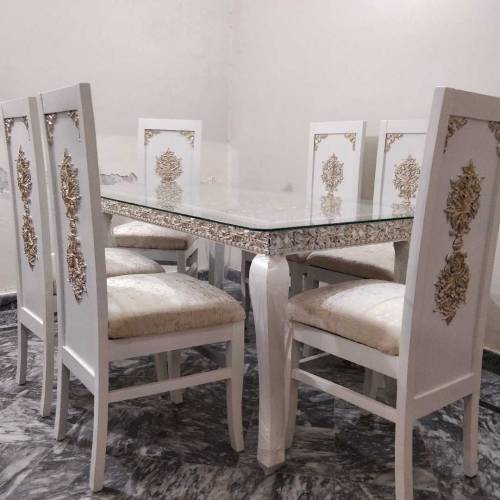 Dining table with 6 chairs 8mm glass 