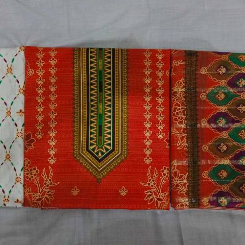 3 pc printed lawn suit with zari dupatta 