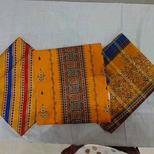 3 pc printed lawn suit with zari dupatta 