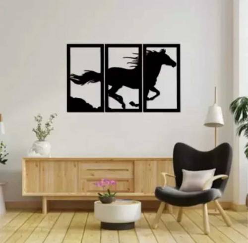 Three panel horse frame wall decor