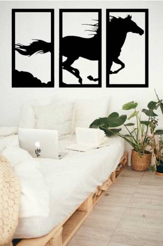 Three panel horse frame wall decor