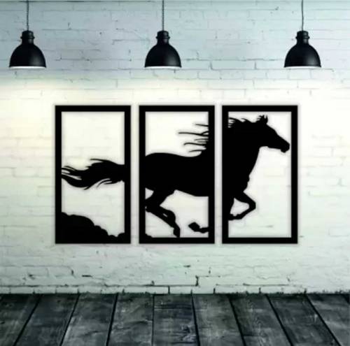 Three panel horse frame wall decor