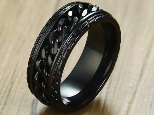 black steel chain ring for men 