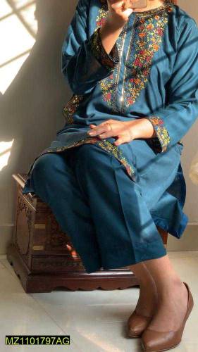 •  Fabric: Linen•  Product Type: Suit•  Pattern: Embroidered•  Neck Ty