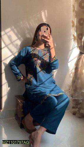 •  Fabric: Linen•  Product Type: Suit•  Pattern: Embroidered•  Neck Ty