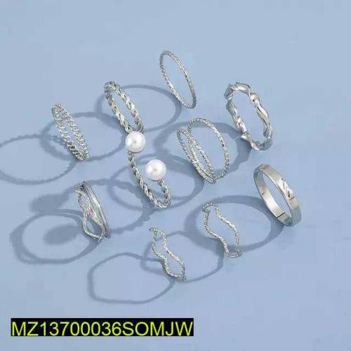 10 PCs alloy plated silver rings 