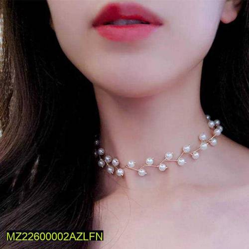 1 PC alloy gold plated pearl stone choker