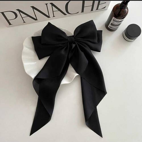 Elegant Bow Ribbon Hair Clip Fashion Simple Solid Satin Spring Clip Ha