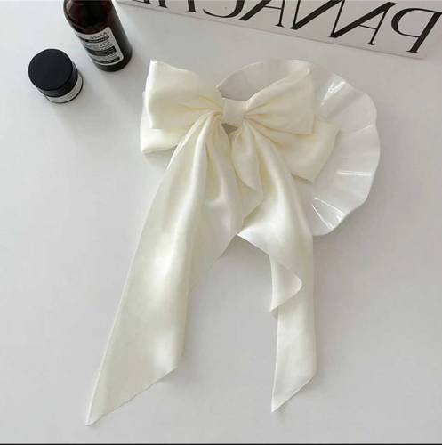 Elegant Bow Ribbon Hair Clip Fashion Simple Solid Satin Spring Clip Ha