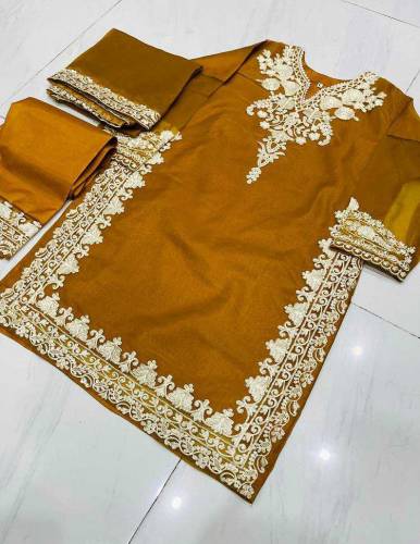 3pcs stitched embroided organza suit for woman 