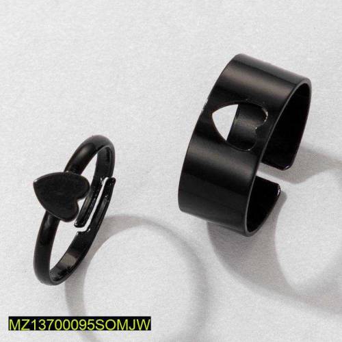 2 PCs trendy couple heart rings. (High quality)