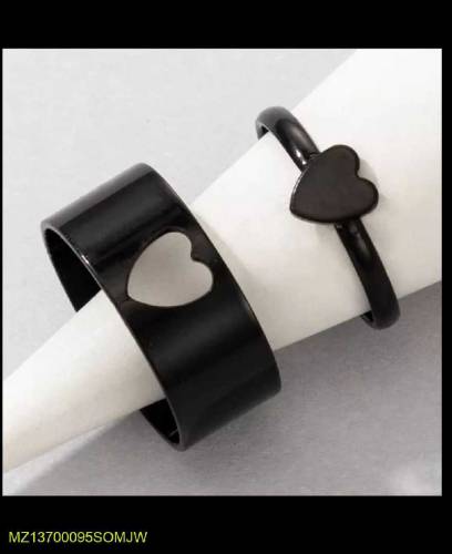 2 PCs trendy couple heart rings. (High quality)