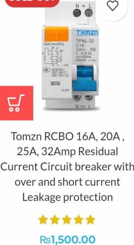 tomzn RCBO 63 amp current breaker with over and short circuit leakage 