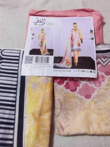 Al Qutun unstitched suit 3 piece Printed lawn for girls/women