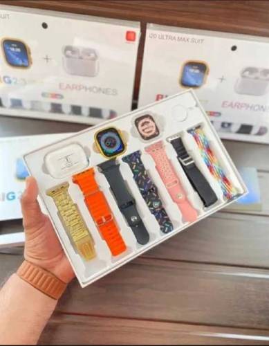 i20 Ultra Smart Watch - max suit 7 in 1 set with earbuds Charging Mult