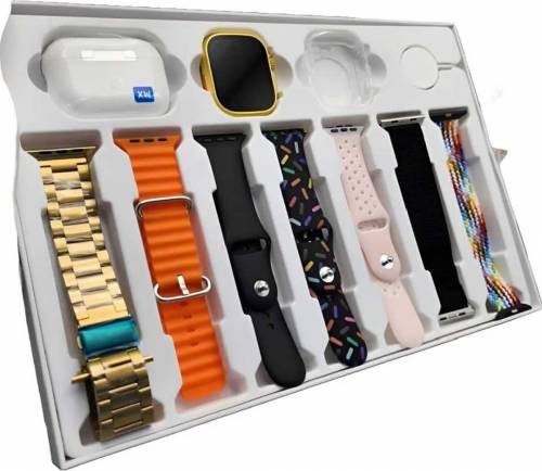 i20 Ultra Smart Watch - max suit 7 in 1 set with earbuds Charging Mult