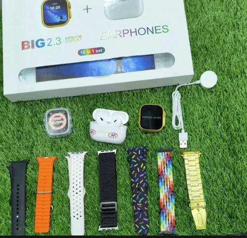 i20 Ultra Smart Watch - max suit 7 in 1 set with earbuds Charging Mult