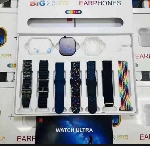 i20 Ultra Smart Watch - max suit 7 in 1 set with earbuds Charging Mult