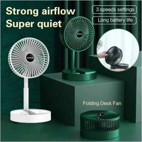 Folding Telescopic Floor Fan 3 Gears Summer Silent Desktop Retractable