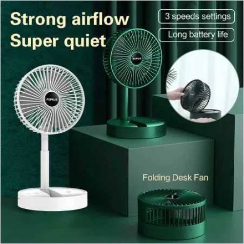 Folding Telescopic Floor Fan 3 Gears Summer Silent Desktop Retractable