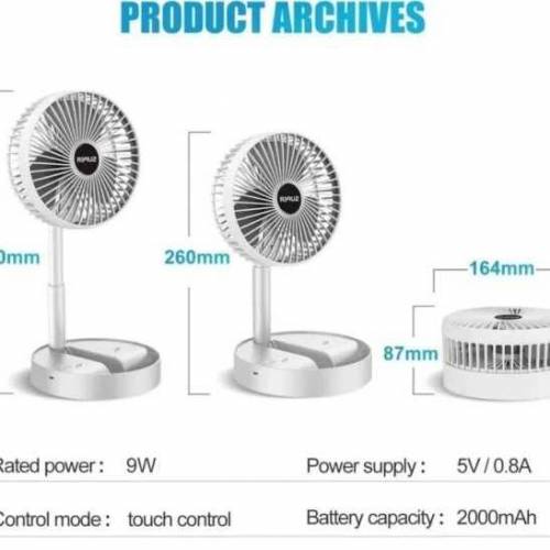 Folding Telescopic Floor Fan 3 Gears Summer Silent Desktop Retractable