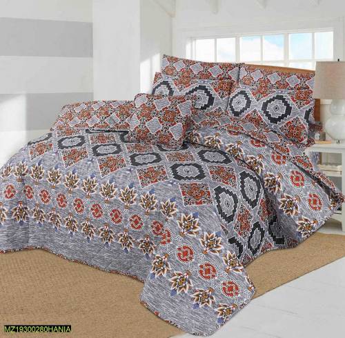 7 pcs cotton printed king size Bed 