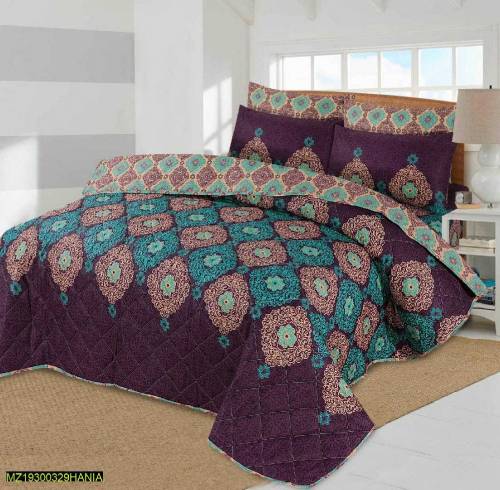 7 pcs cotton printed king size Bed 