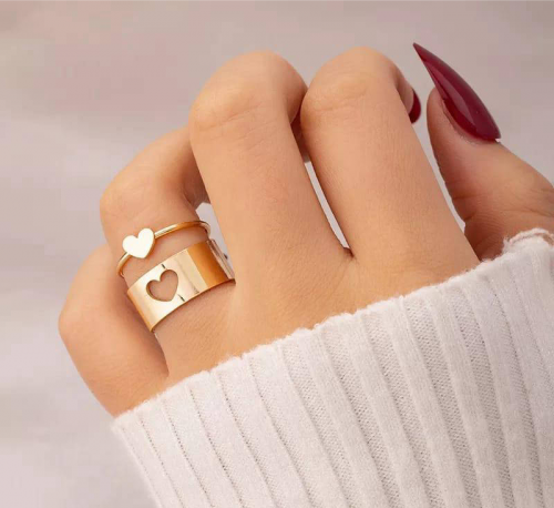 2 piece heart rings