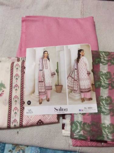 salina unstitched suit 3 piece Digital Printed lawn for girls/women