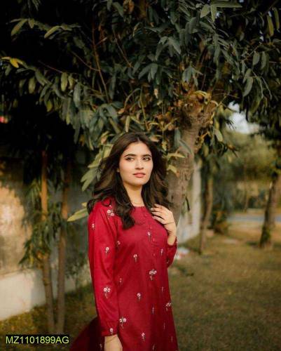 2 pcs women's stitched Arabic Lawn Printed Suit