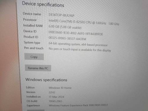 Acer companyCore i5 8th generation 6gb ram 1 tb hard