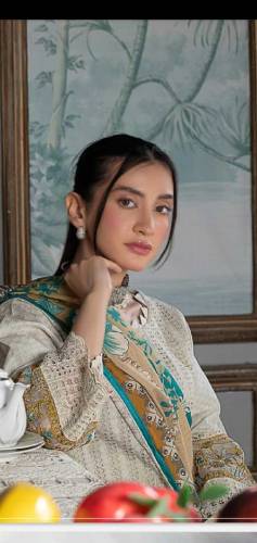 3 pc unstitched laun suit print dup0pata Chicken kari boring bareeze 