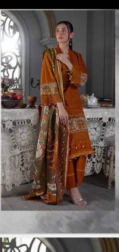 3 pc unsti0tched laun suit print duppata Chicken kari boring bareeze